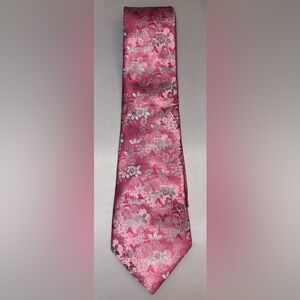 KAILONG Handmade 100% Silk Men's Pink Floral Tie NEW